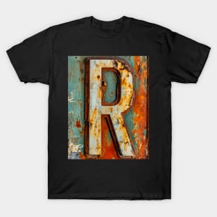 Rusty Letter R Antique Monogram Letter R Initial Alphabet T-Shirt